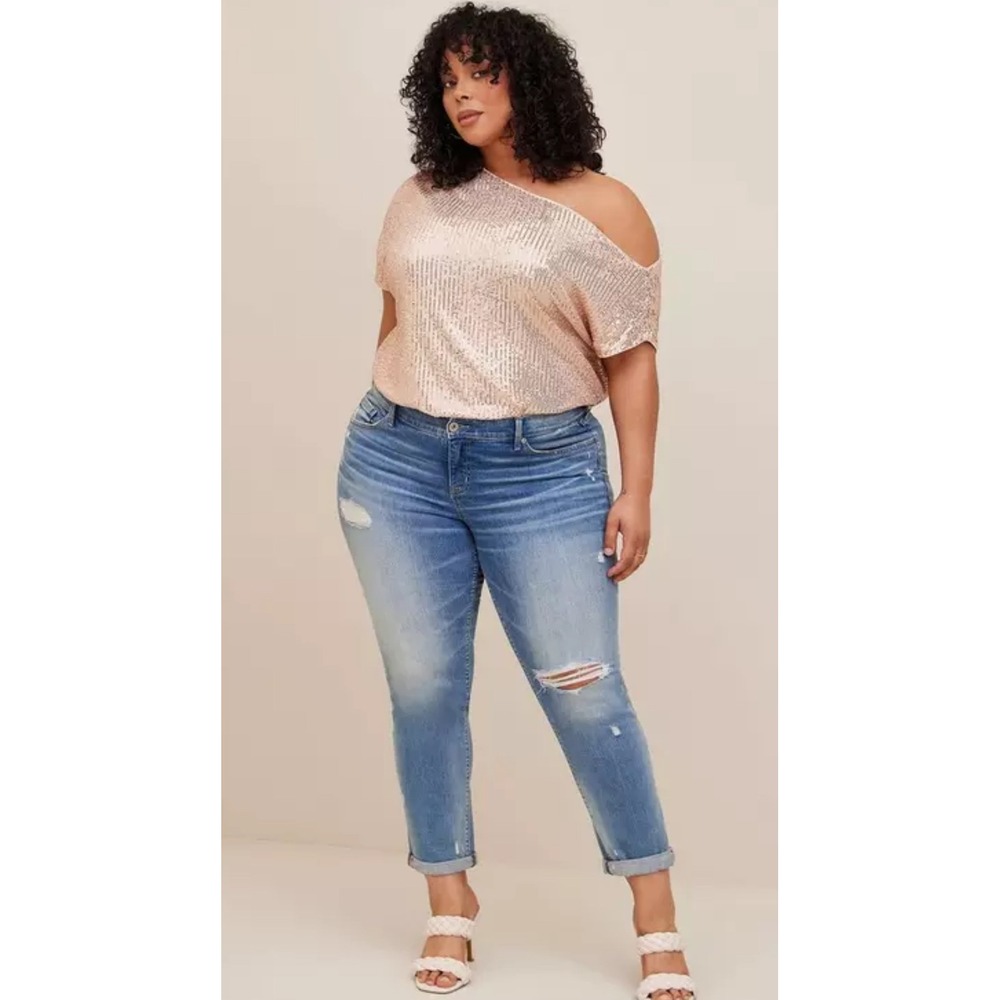 Torrid Sequin Off The Shoulder Top Gold Rose Gold Plus‎ Size 5X NEW